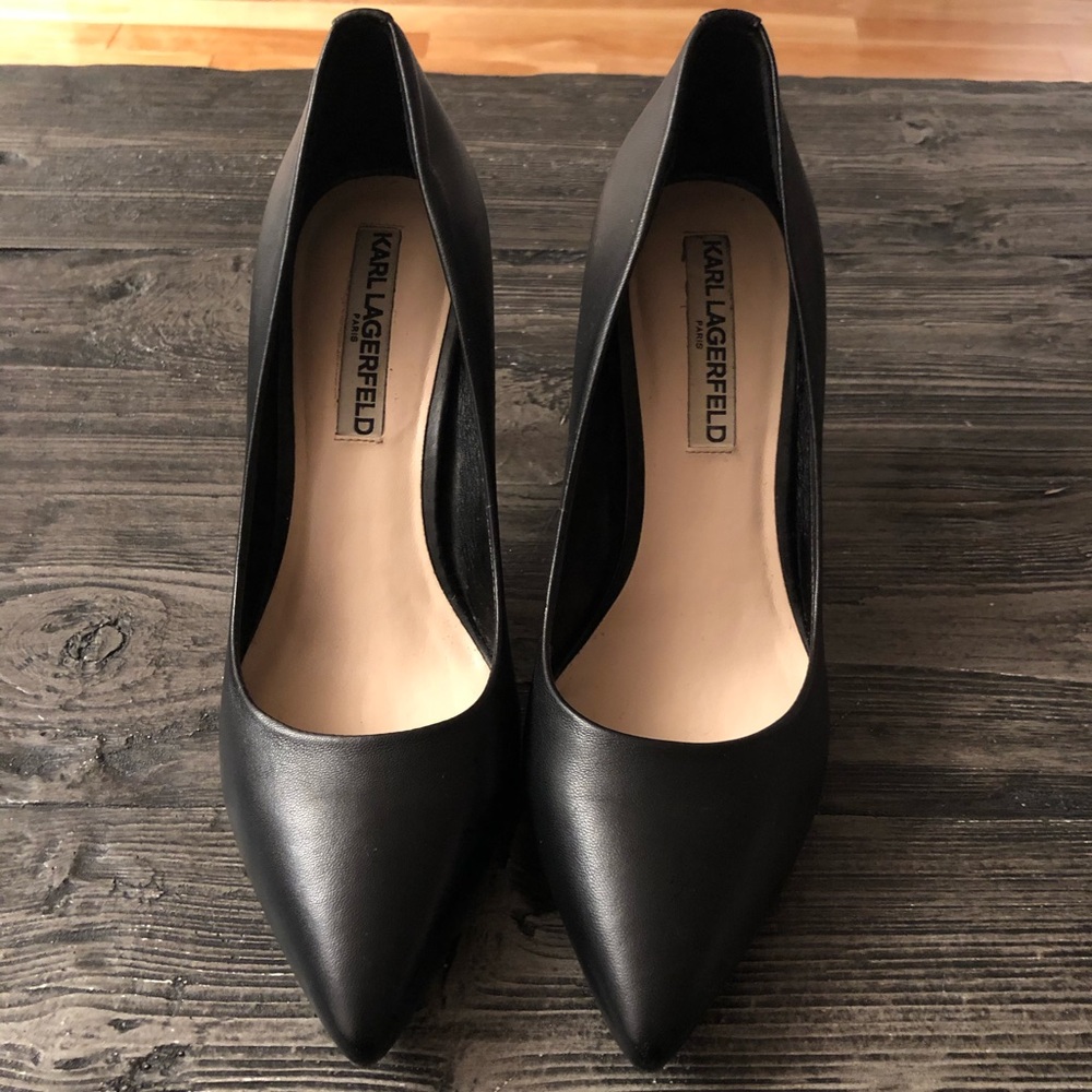 Karl Lagerfeld Paris Royal point toe leather pumps - Picture 1 of 6